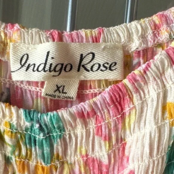 Floral peasant dress boho cottage core spring XL Indigo Rose - Picture 7 of 7